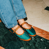 MARY JANE // STUDS SATIN GREEN